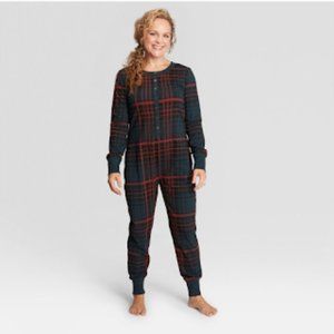 Hearth & Hand Onesie Magnolia Plaid Winter Christmas Pajamas Snap Front XXL NEW